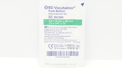 BD 367344 Vacutainer Push Button Blood Collection Set 21G x 3/4inch x 12inch (x)
